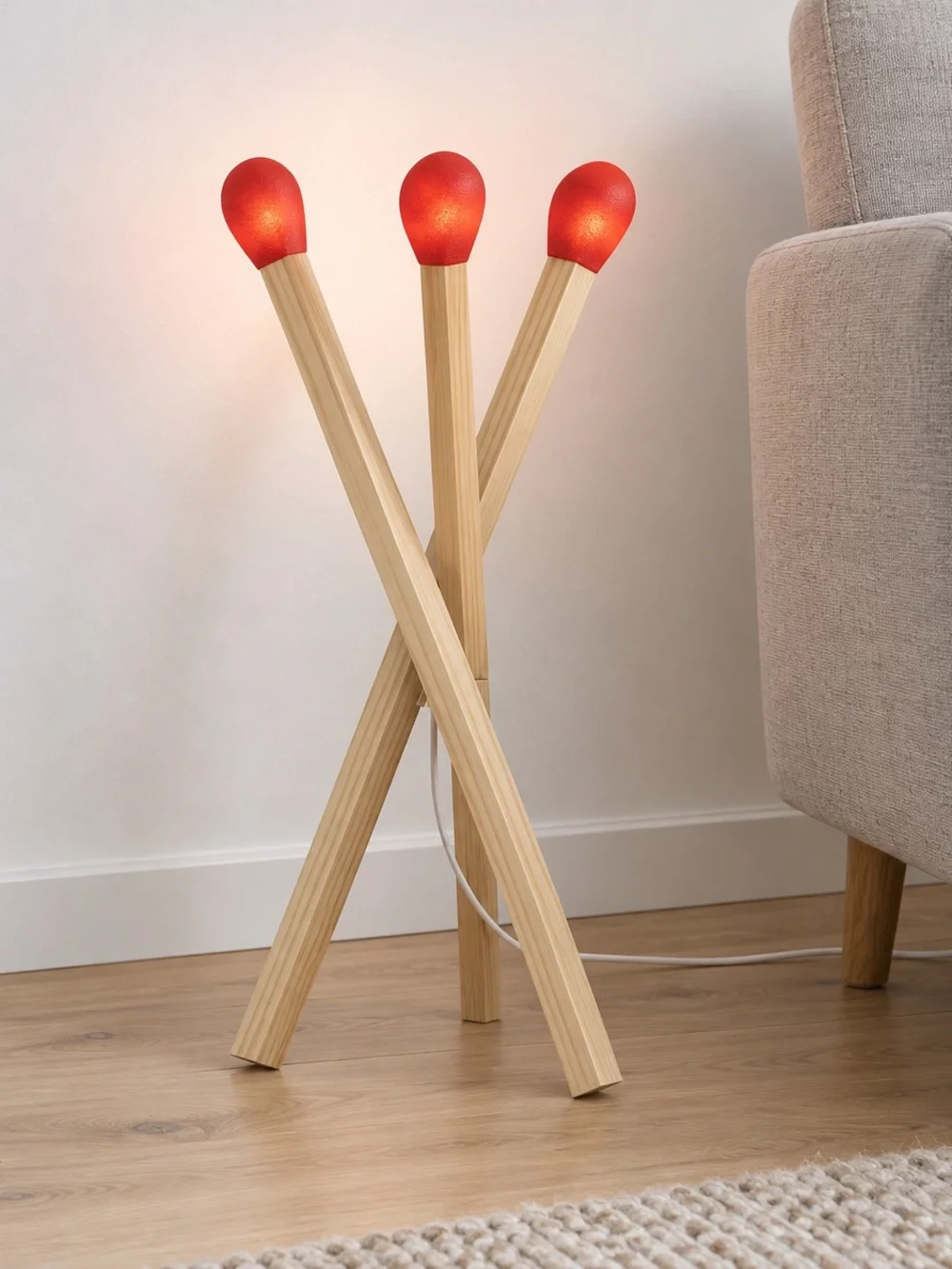 IKEA STRÅLA Matchstick Shaped Wood Floor Lamp - NEW, Fast Shipping!